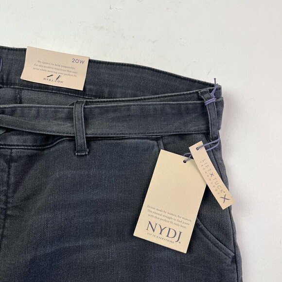 NYDJ Columbia Marilyn Tie Waist Straight Leg Pants Jeans Gray Stretch Size 20W - Picture 10 of 14